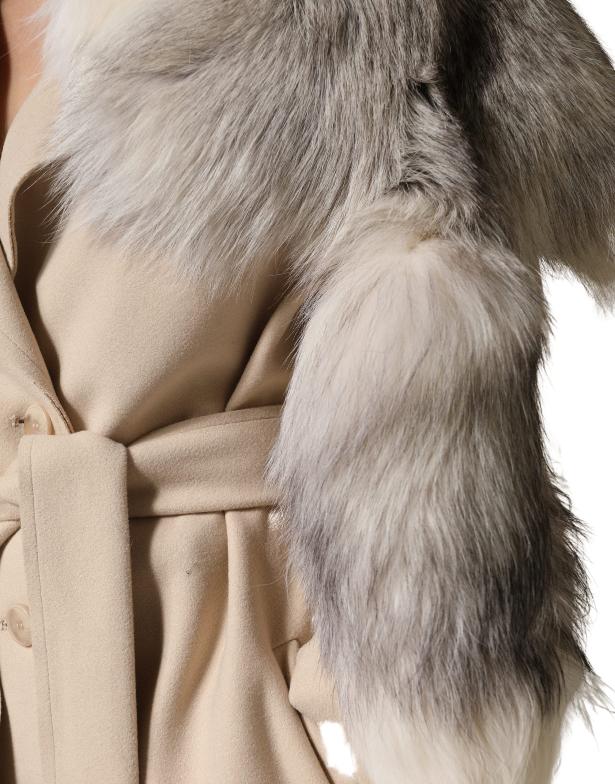 Dolce & Gabbana White Fox Fur Neck Wrap Warm Winter Scarf-4