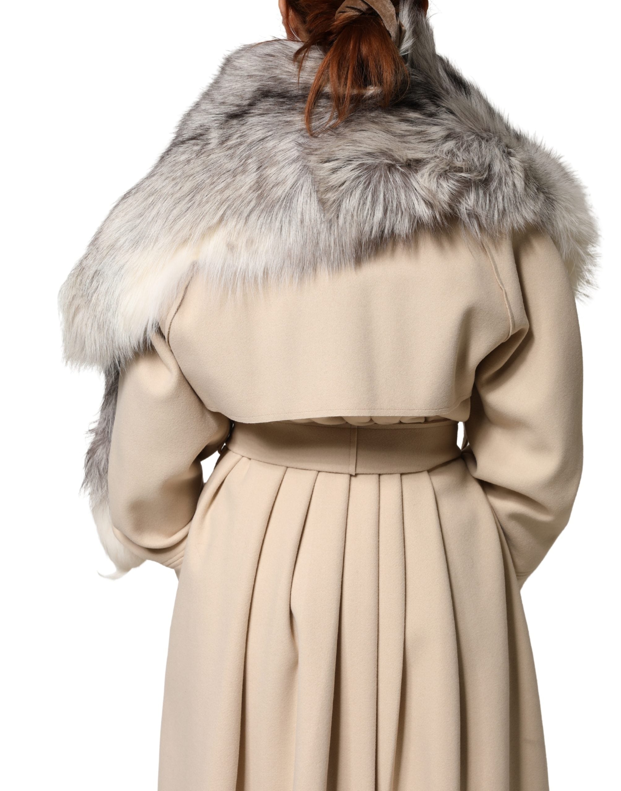 Dolce & Gabbana White Fox Fur Neck Wrap Warm Winter Scarf-3
