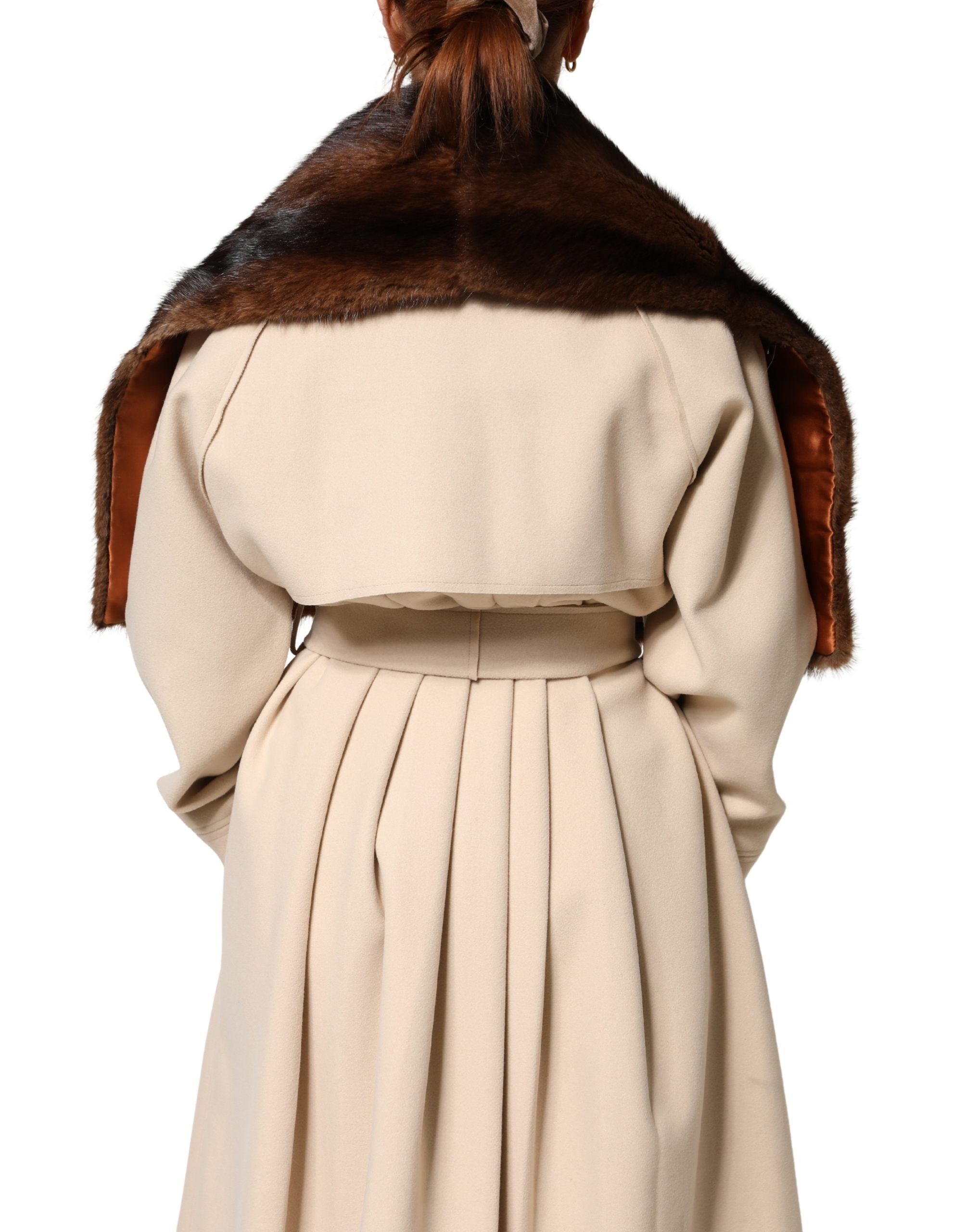 Dolce & Gabbana Black-brown striped fur scarf wrap scarf-3
