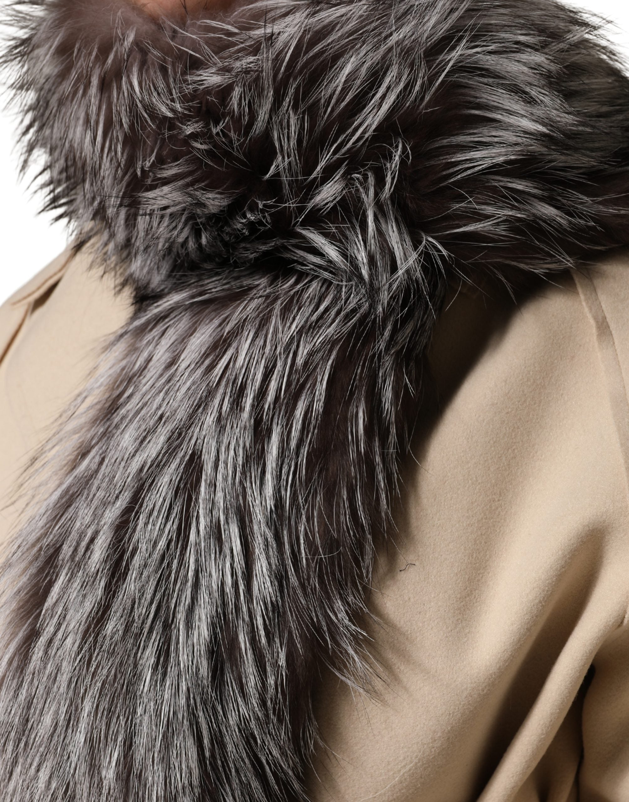 Dolce & Gabbana Grey Fox Fur Neck Wrap Warm Winter Scarf-4
