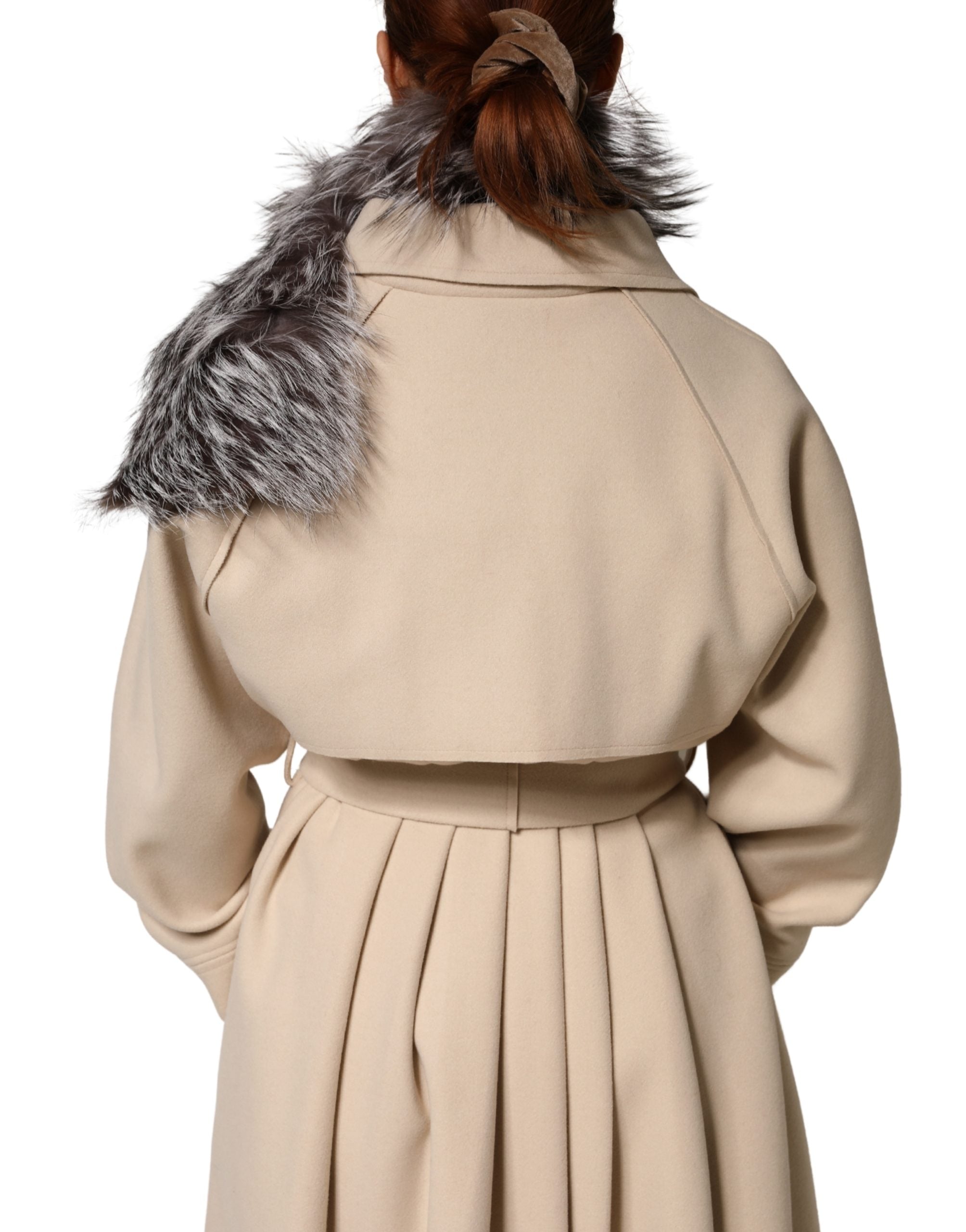 Dolce & Gabbana Grey Fox Fur Neck Wrap Warm Winter Scarf-3