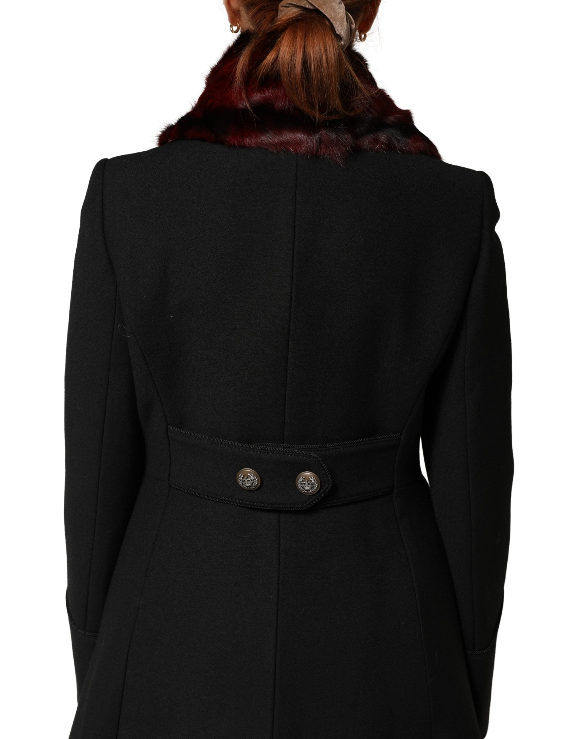 Dolce & Gabbana Schwarz Rot Gestreifter Pelz Schal Hals Wrap Schal-3