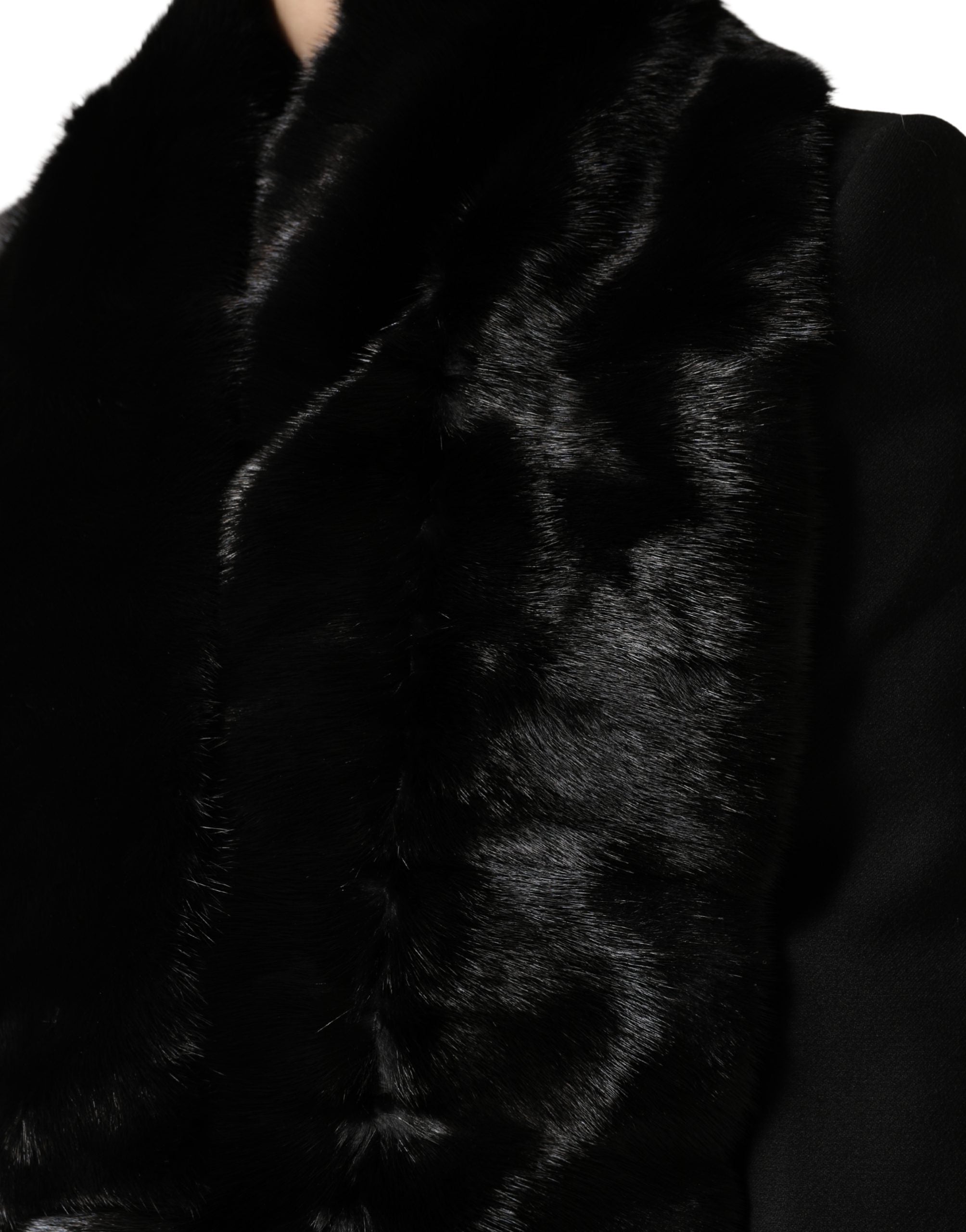 Dolce & Gabbana Black Fur Scarf Neck Wrap Cover Collar Scarf-4