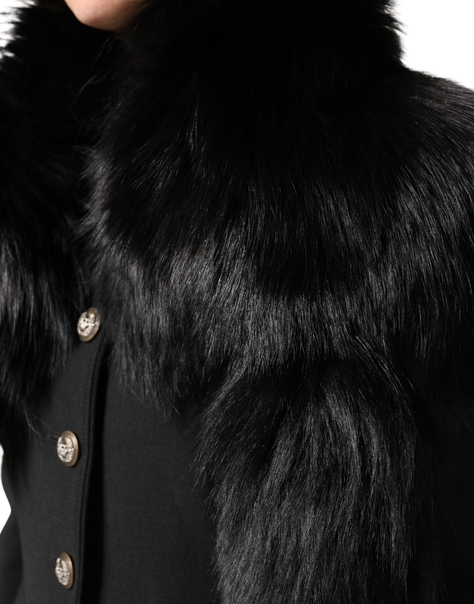 Dolce & Gabbana Black Fox Fur Neck Warmer Winter Scarf-4