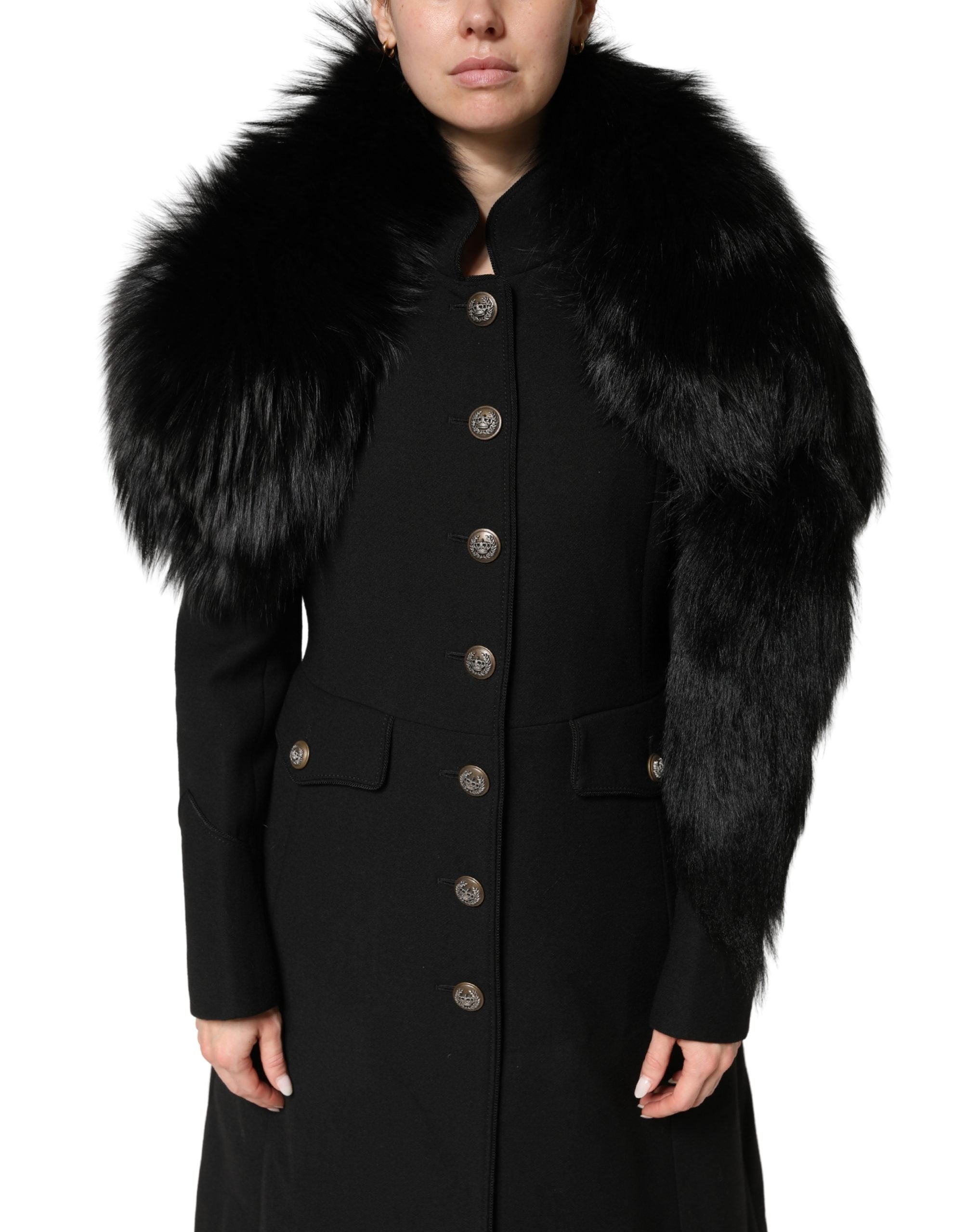 Dolce & Gabbana Black Fox Fur Neck Warmer Winter Scarf-2
