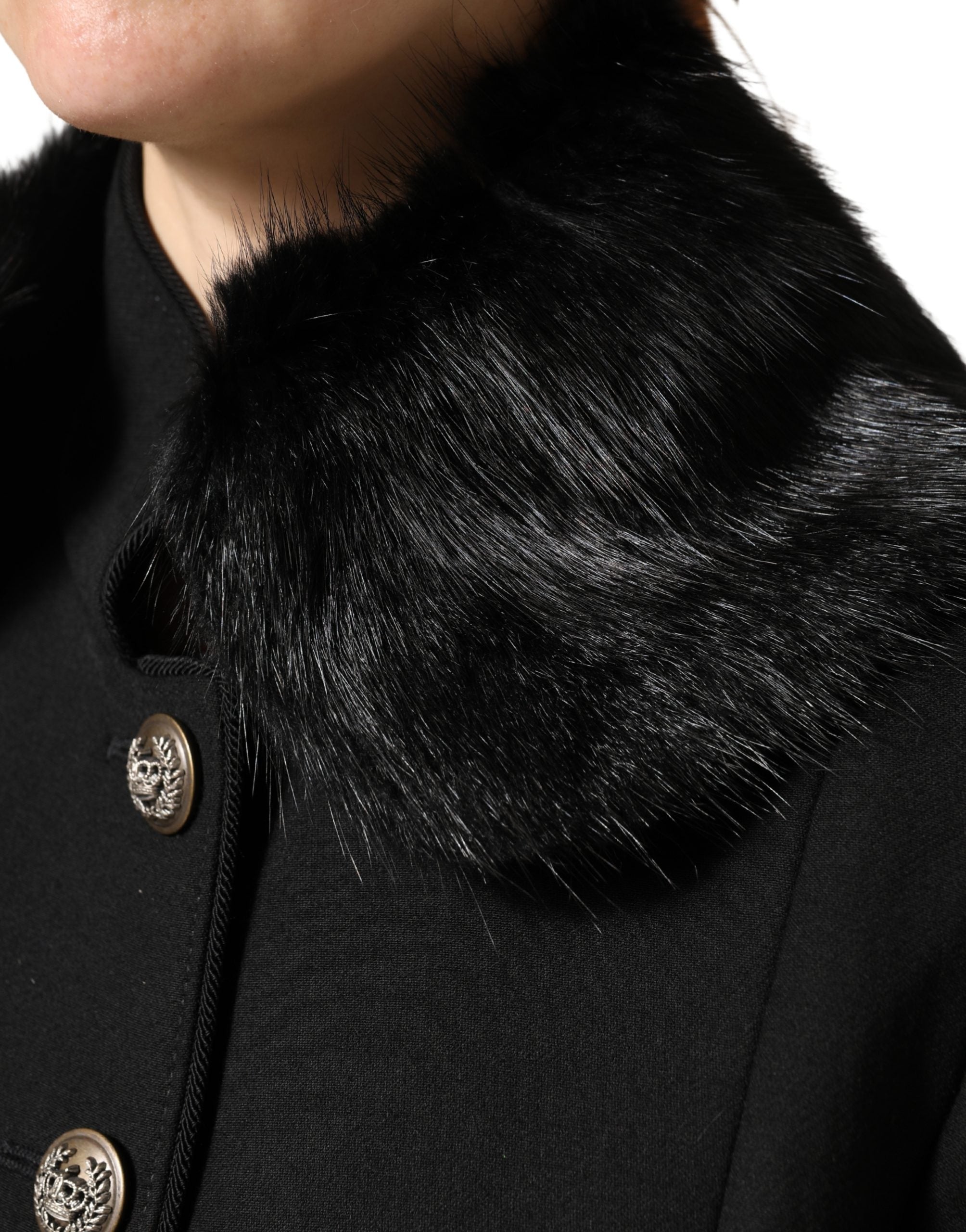 Dolce & Gabbana Black Fur Scarf Neck Wrap Cover Collar Scarf-4