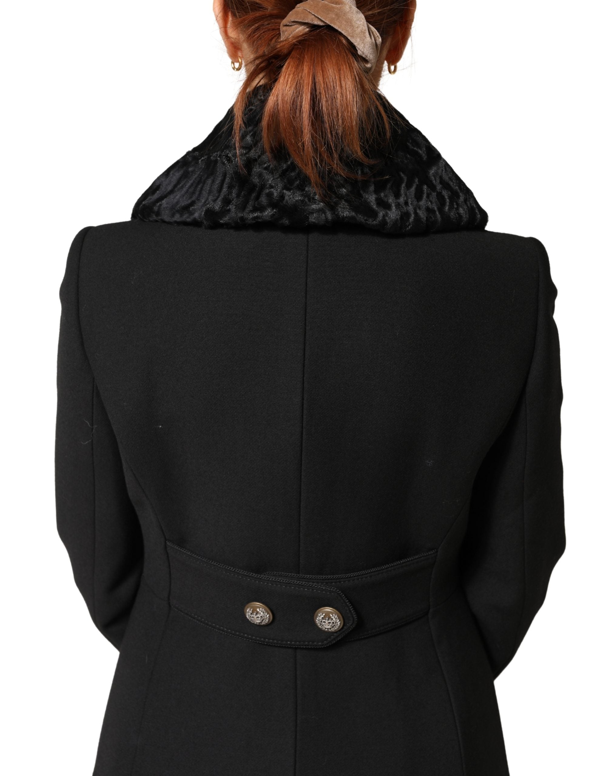 Dolce & Gabbana Black Lambskin Women's Neck Warmer Winter Scarf-3