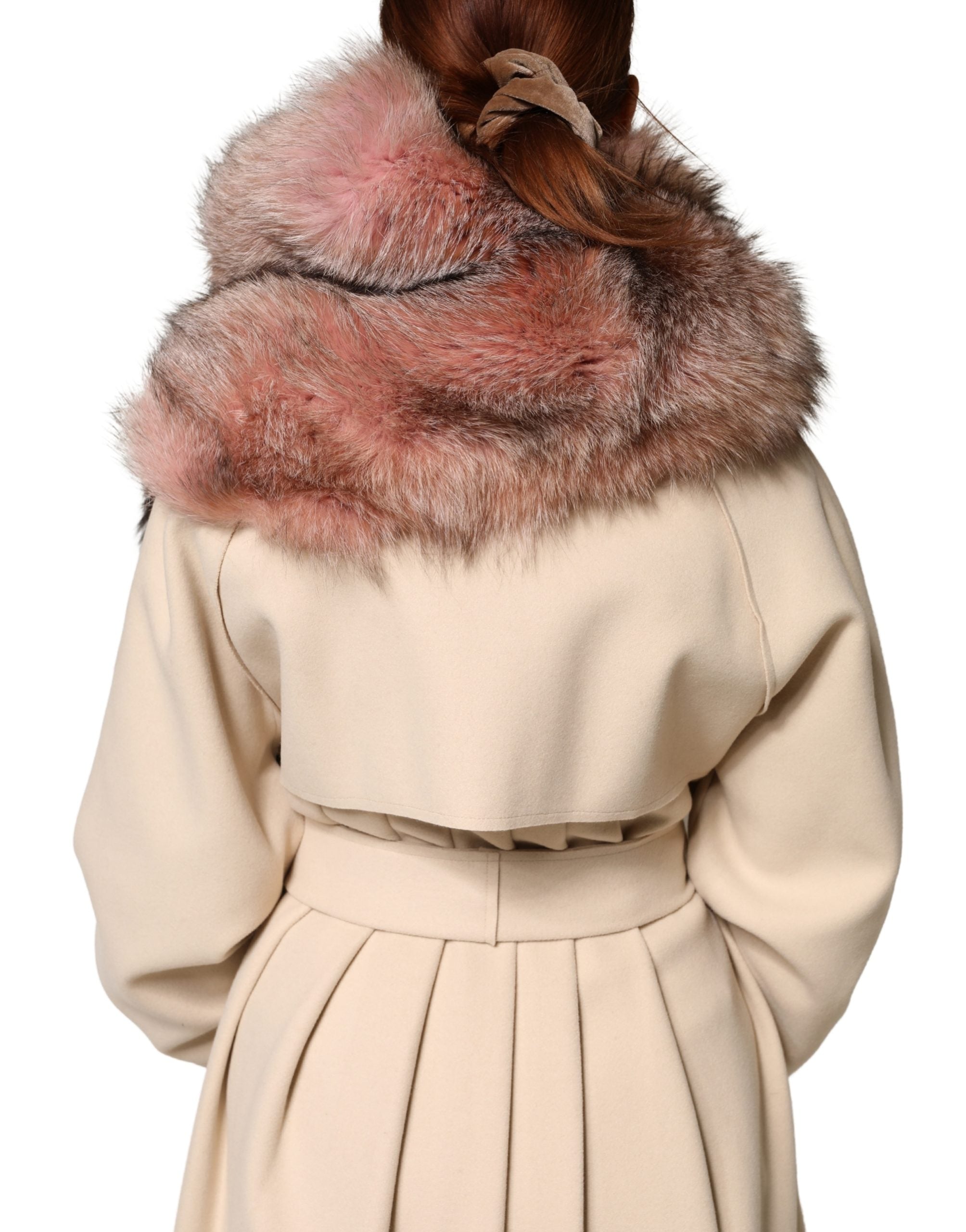Dolce & Gabbana Pink Frost Fox Fur Neck Warmer Winter Scarf-3