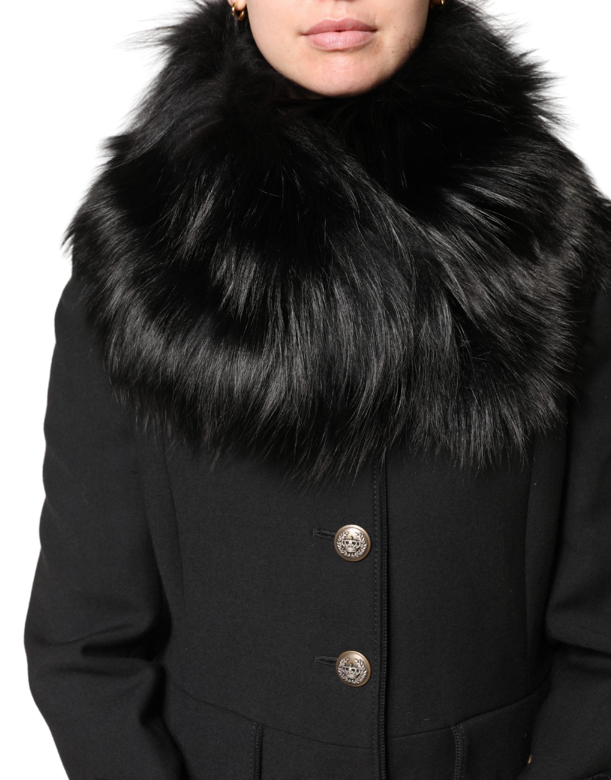 Dolce & Gabbana Black Fur Shoulder Collar Wrap Scarf Neck Scarf-2