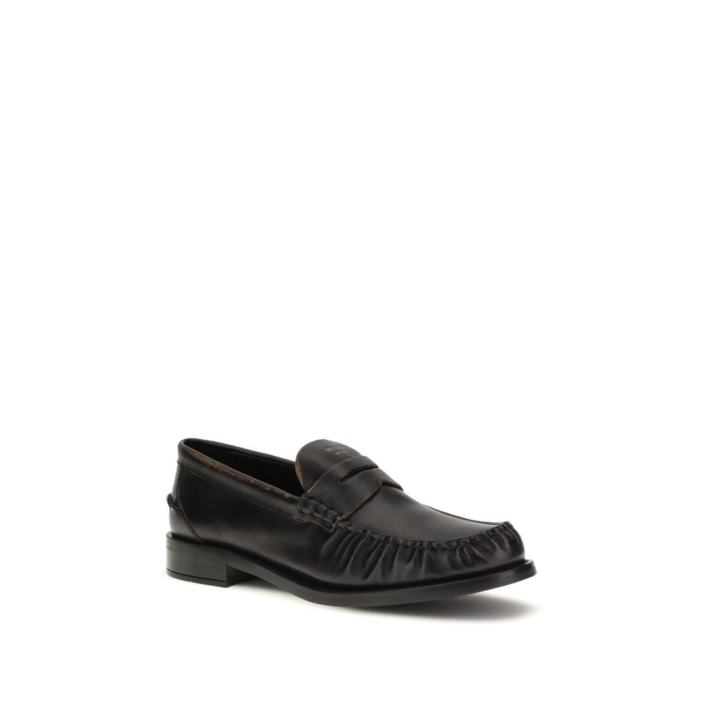 Prada Black "Bos Taurus" Calf Leather Loafers-2