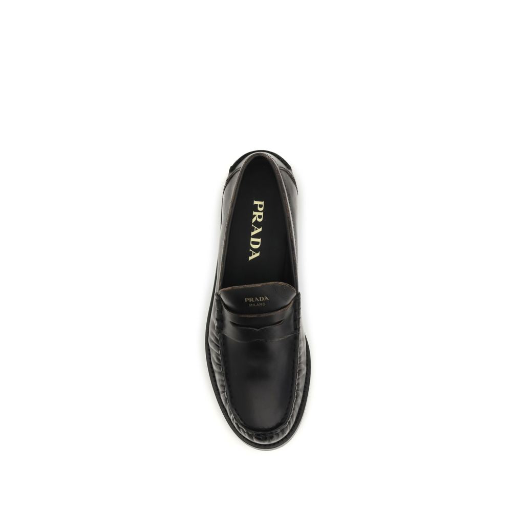 Prada Black "Bos Taurus" Calf Leather Loafers-4