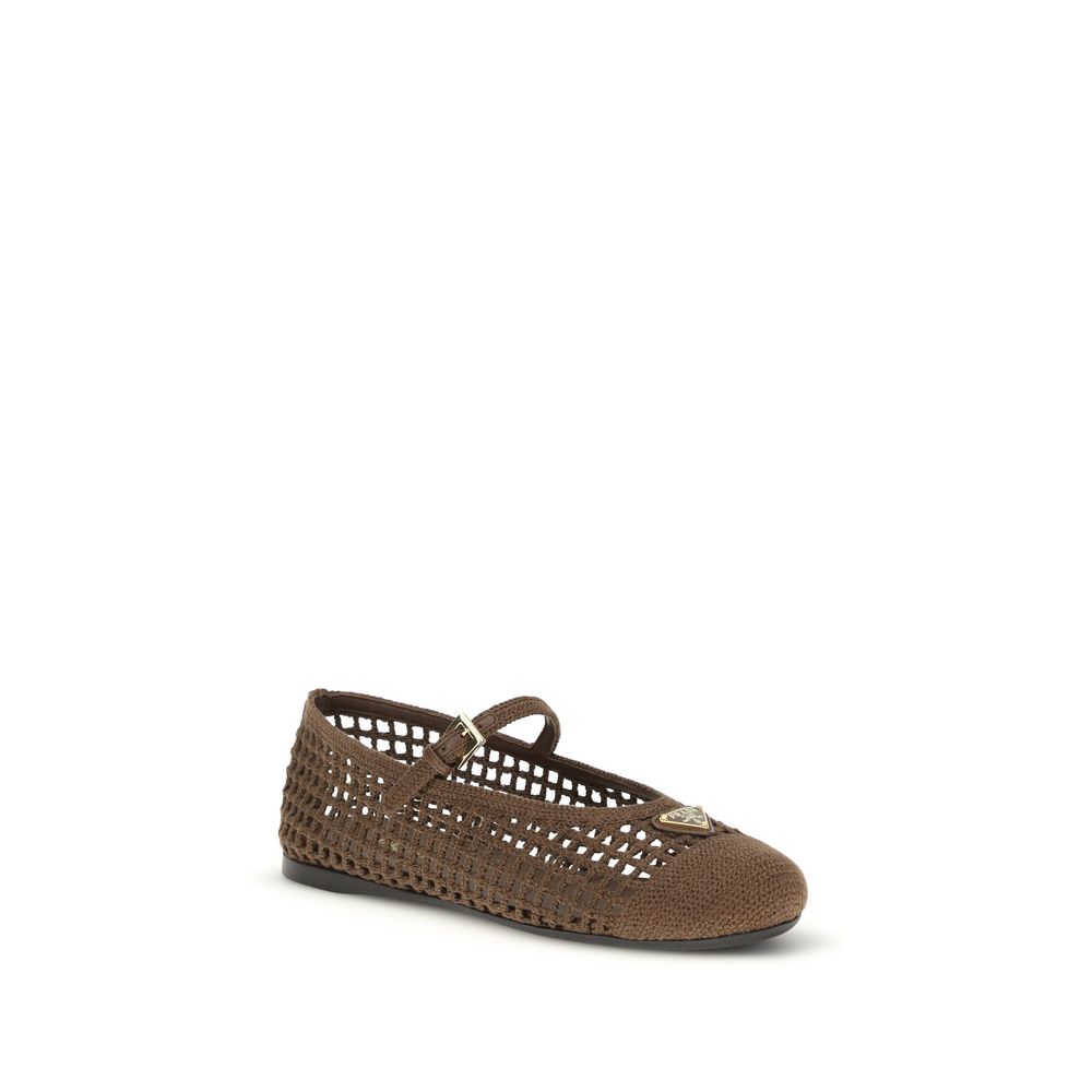Prada brown cotton ballerina flats-2
