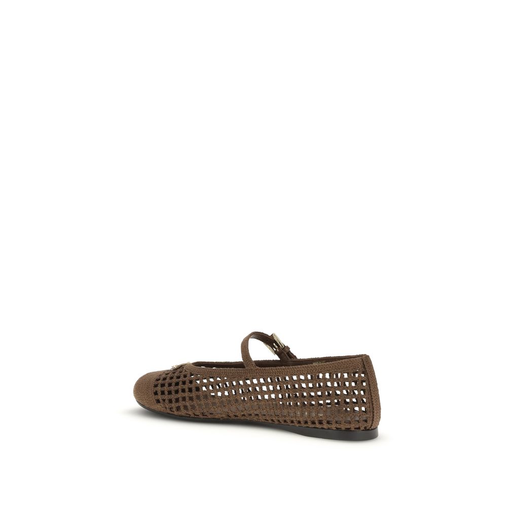 Prada brown cotton ballerina flats-3