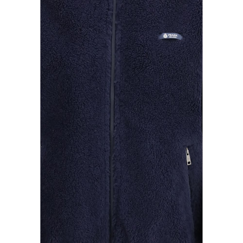 Prada Blaue Jacke aus Polyamid in voller Länge-3
