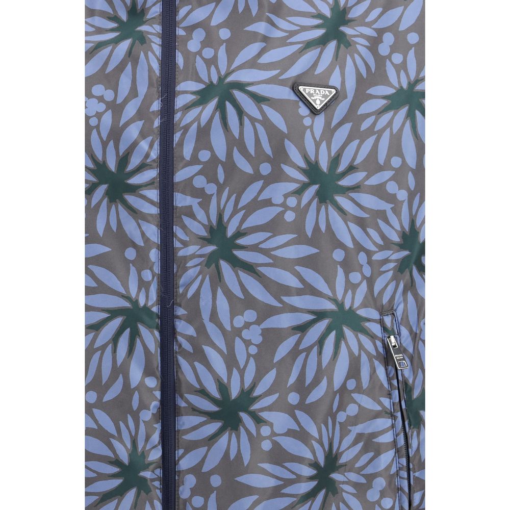 Prada Blaue Shell-Jacke aus recyceltem Polyamid-6
