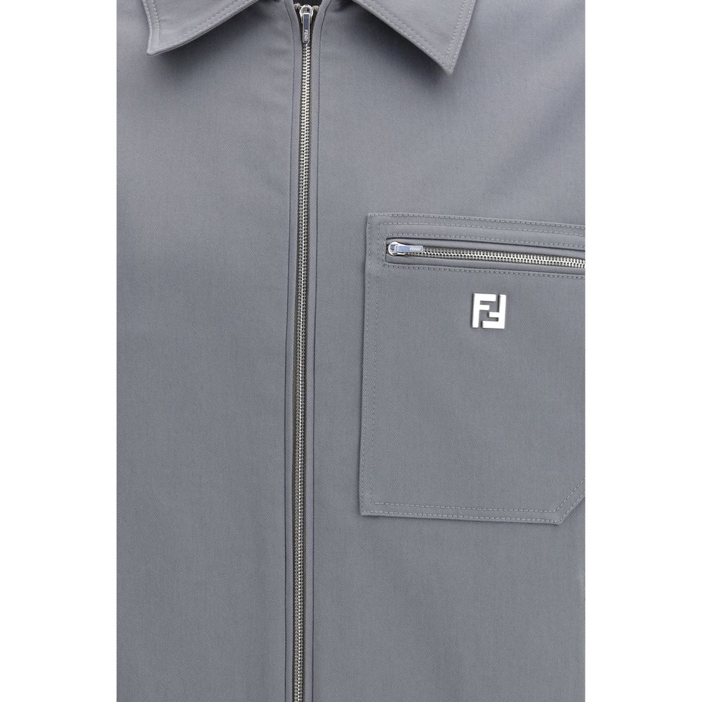 Fendi Graue Baumwoll-Shell-Jacke-3