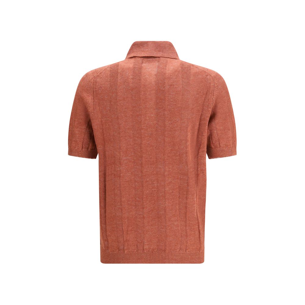 Brunello Cucinelli Orange Cotton Polo Shirt-2