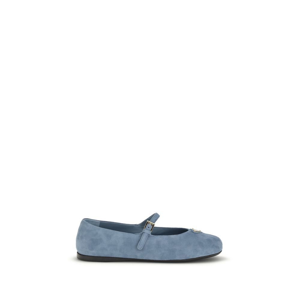 Prada Ballerinas aus blauem Ziegenleder-1