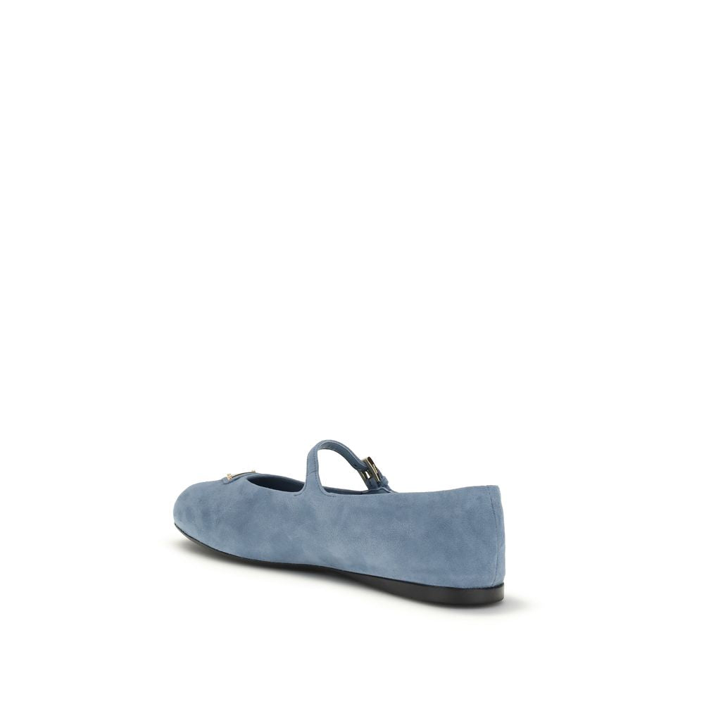 Prada Ballerinas aus blauem Ziegenleder-3