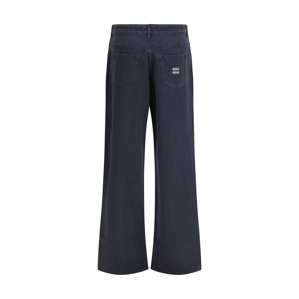 Miu Miu Blue Cotton Flared Jeans-2