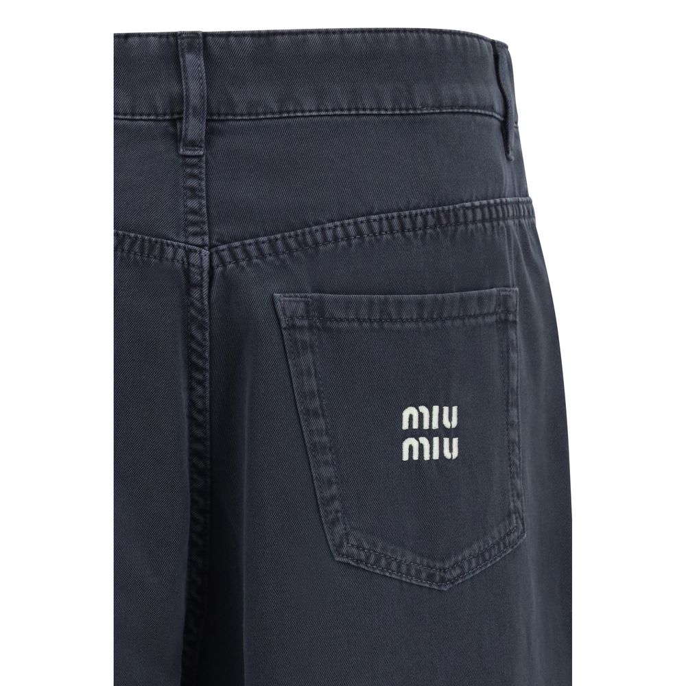 Miu Miu Blue Cotton Flared Jeans-3