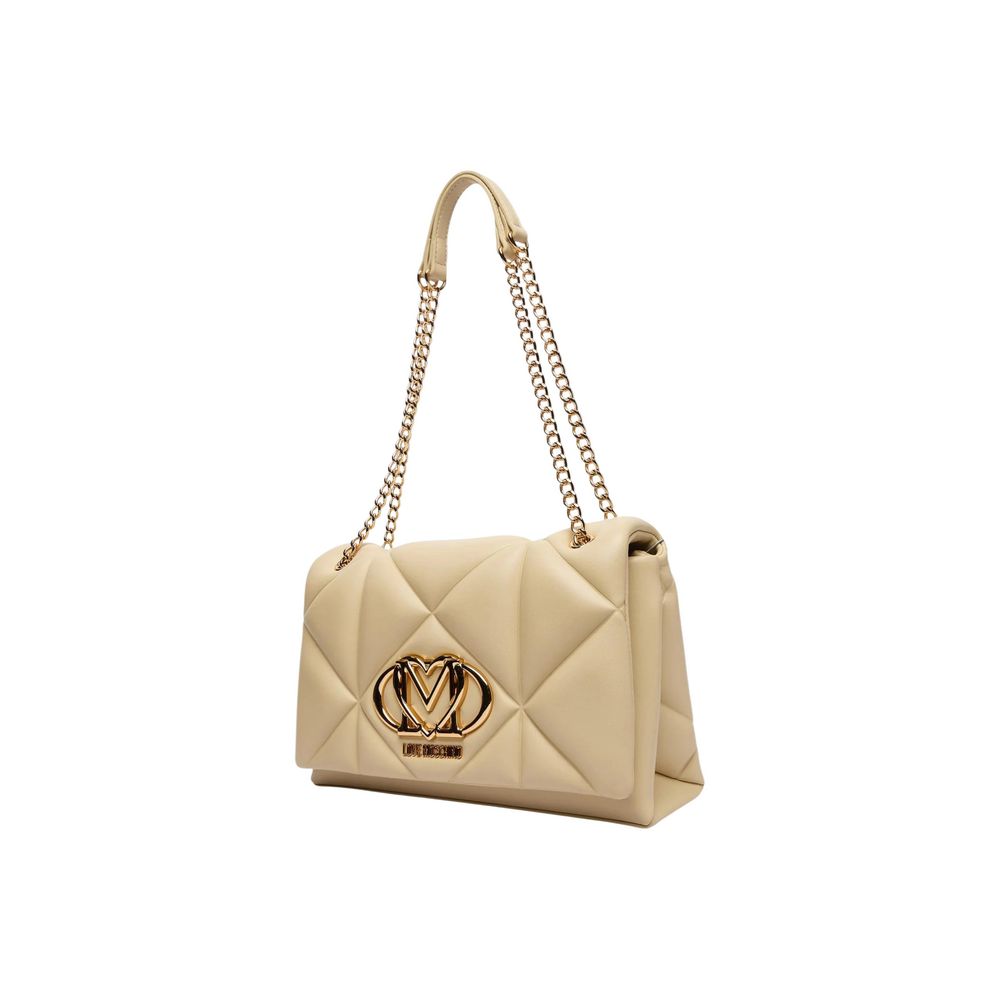 Love Moschino Beige Faux Leather Handbag-5