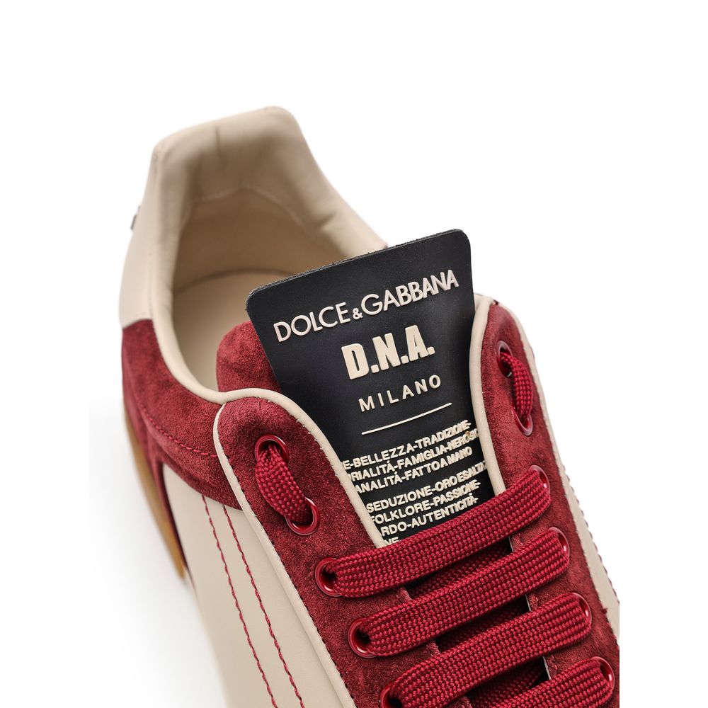 Dolce & Gabbana Weiße Leder Low-Top Sneaker-6