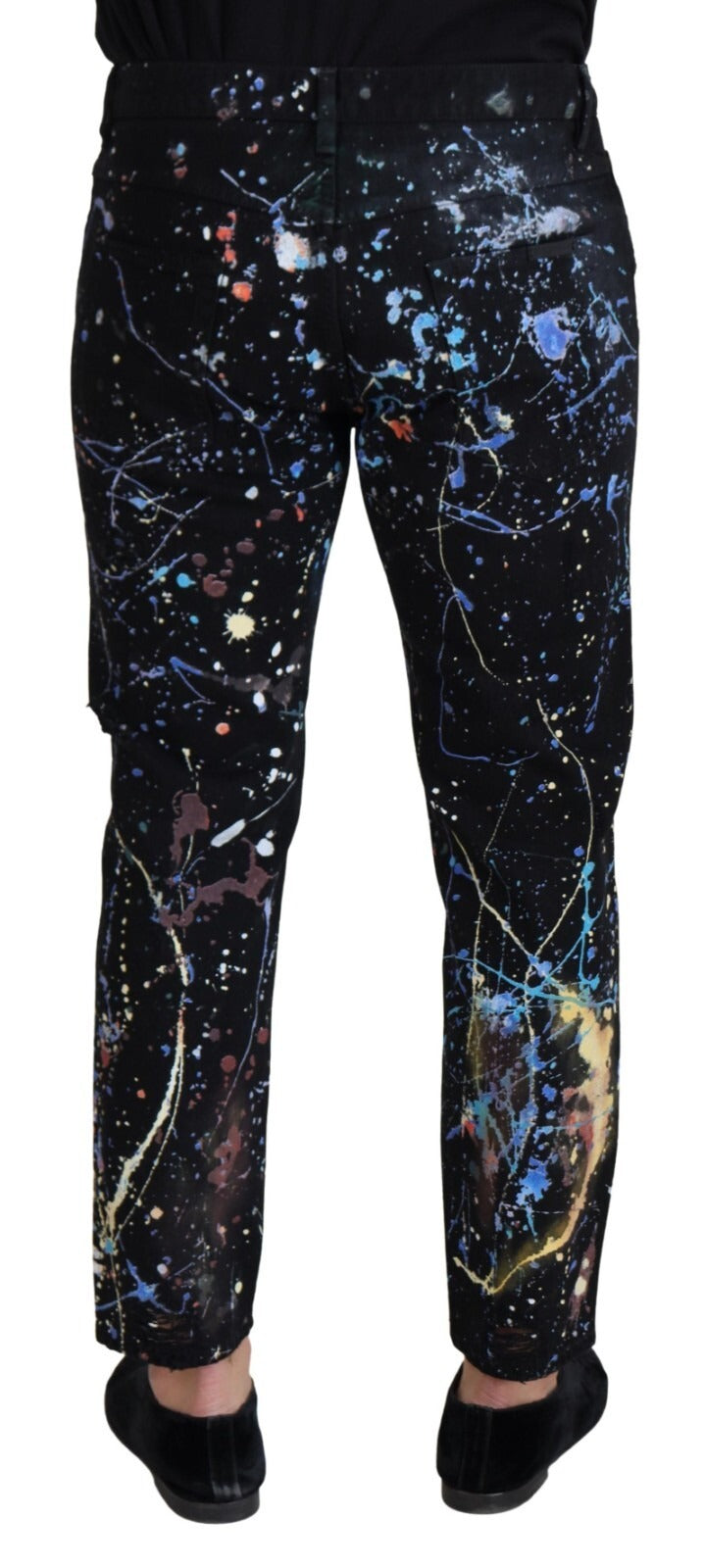 Dolce & Gabbana Black cotton jeans with paint-splatter print-4