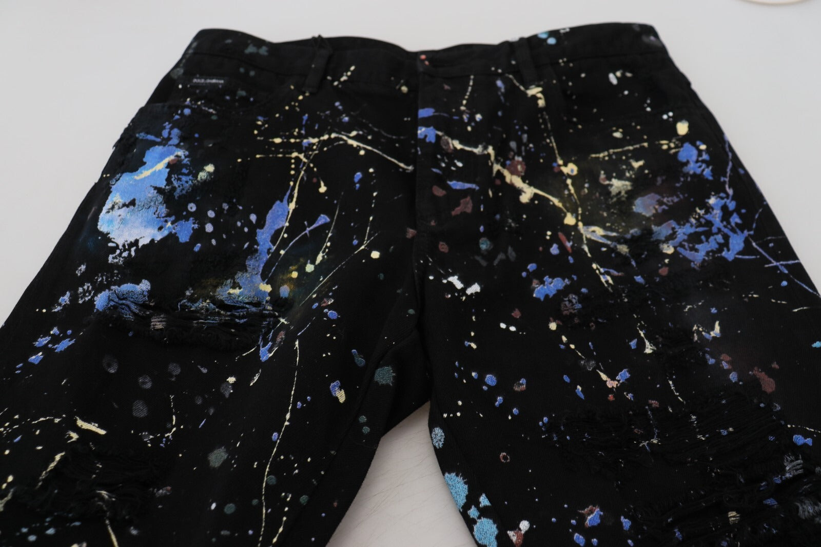 Dolce & Gabbana Black cotton jeans with paint-splatter print-6