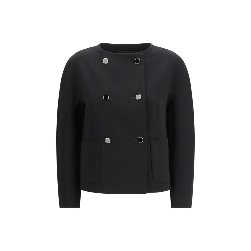 Max Mara Schwarze Triacetat-Jacke in voller Länge-1