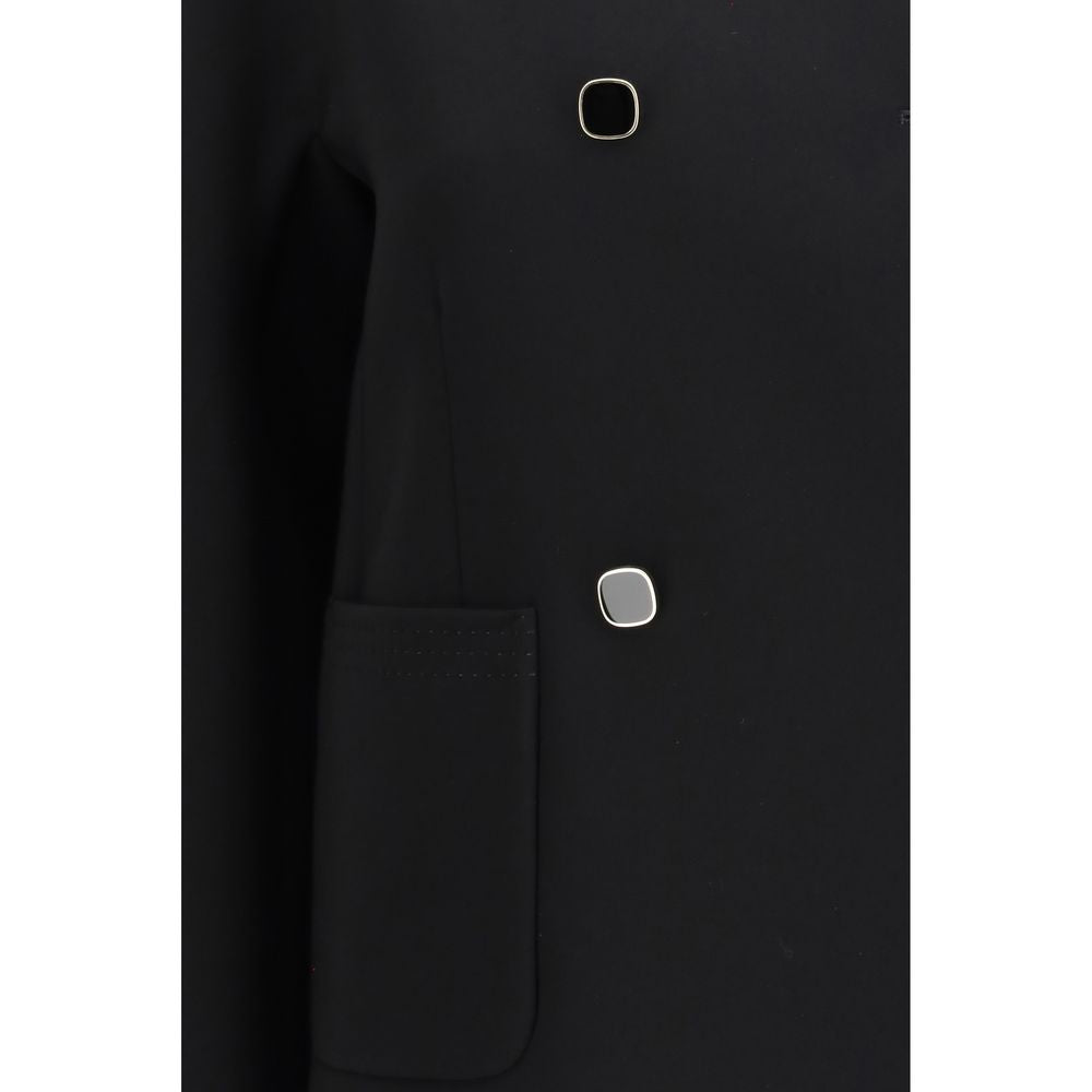 Max Mara Schwarze Triacetat-Jacke in voller Länge-3