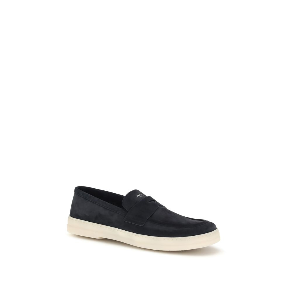 Prada Blaue Kalbsleder Bos Taurus Slipper-Loafer-2