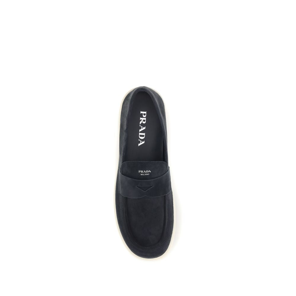 Prada Blaue Kalbsleder Bos Taurus Slipper-Loafer-4