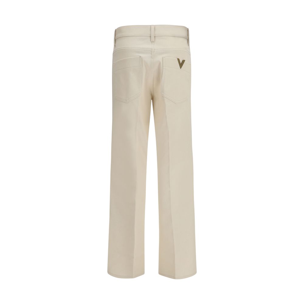Valentino Beige Cotton Flared Jeans-2