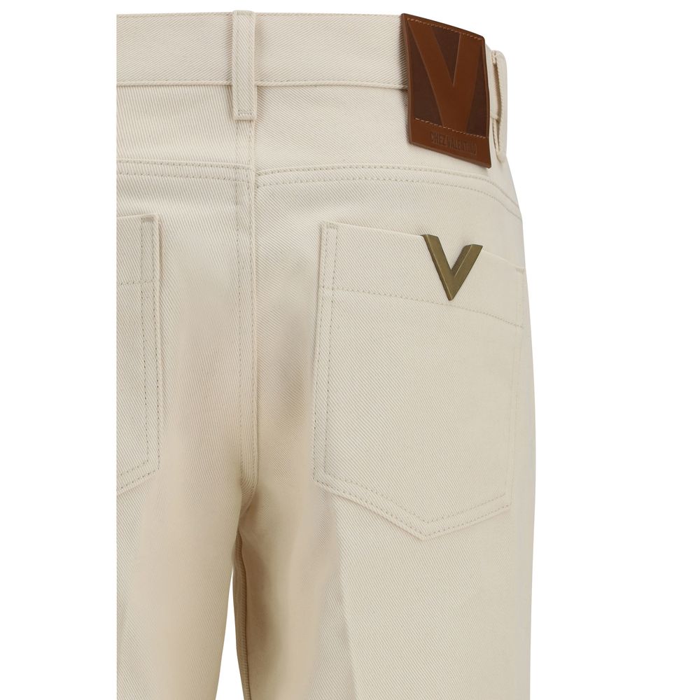 Valentino Beige Cotton Flared Jeans-3