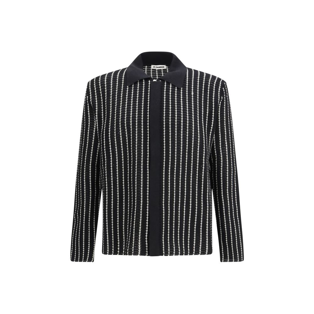 Jil Sander Schwarzer Baumwollstrickjacke-1