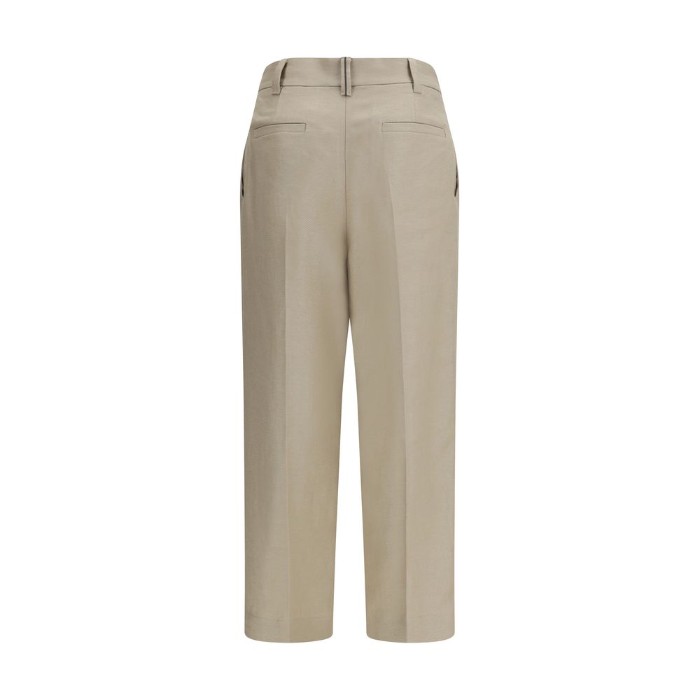 Brunello Cucinelli Beige Linen Casual Pants-2
