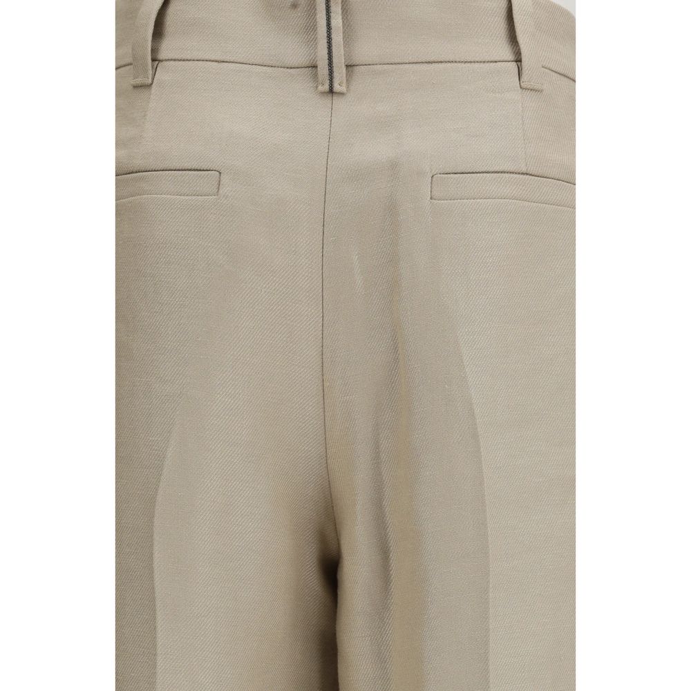 Brunello Cucinelli Beige Linen Casual Pants-3