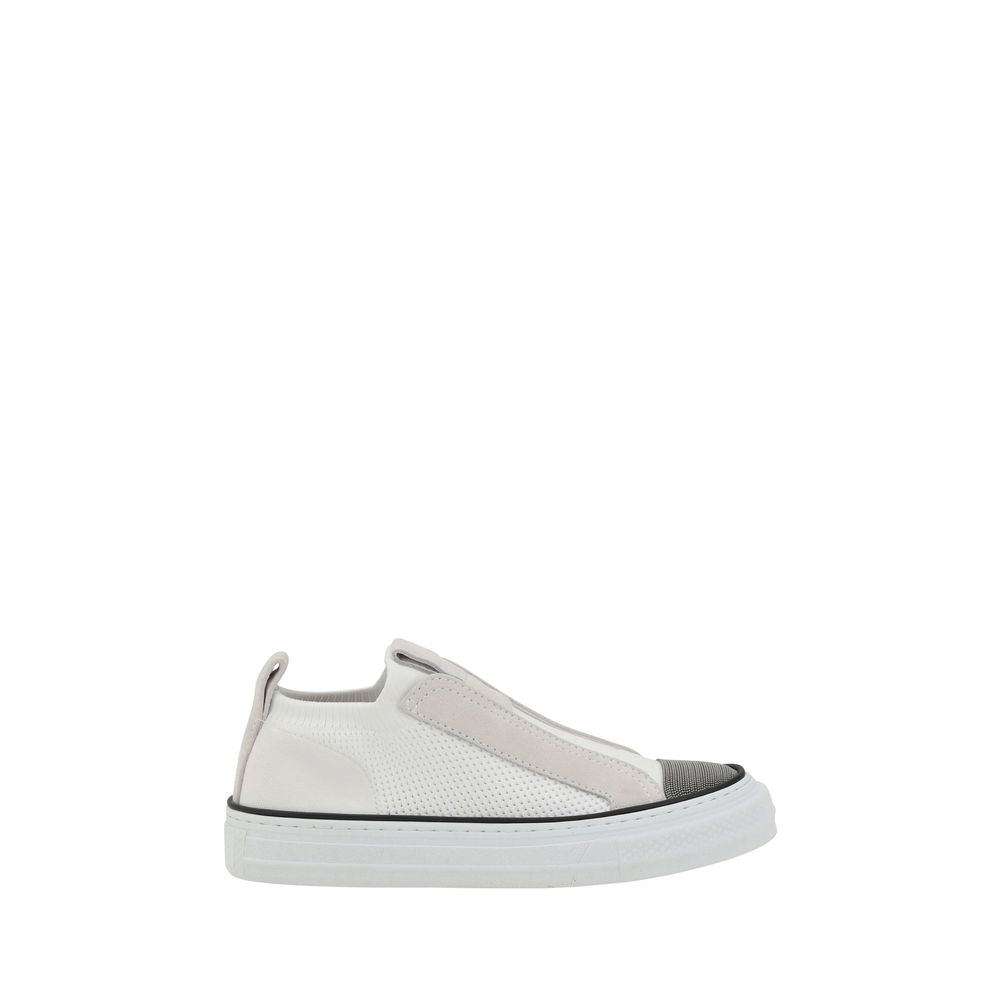 Brunello Cucinelli Weiße Low-Top-Sneaker aus Nylon-1