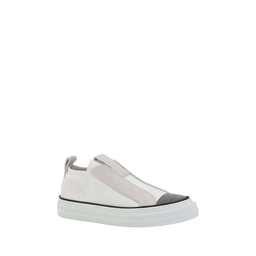 Brunello Cucinelli Weiße Low-Top-Sneaker aus Nylon-2
