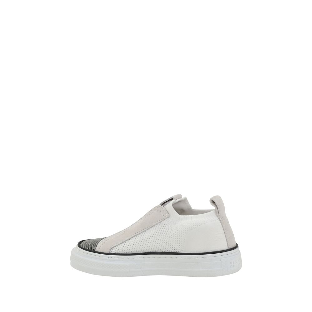 Brunello Cucinelli Weiße Low-Top-Sneaker aus Nylon-3
