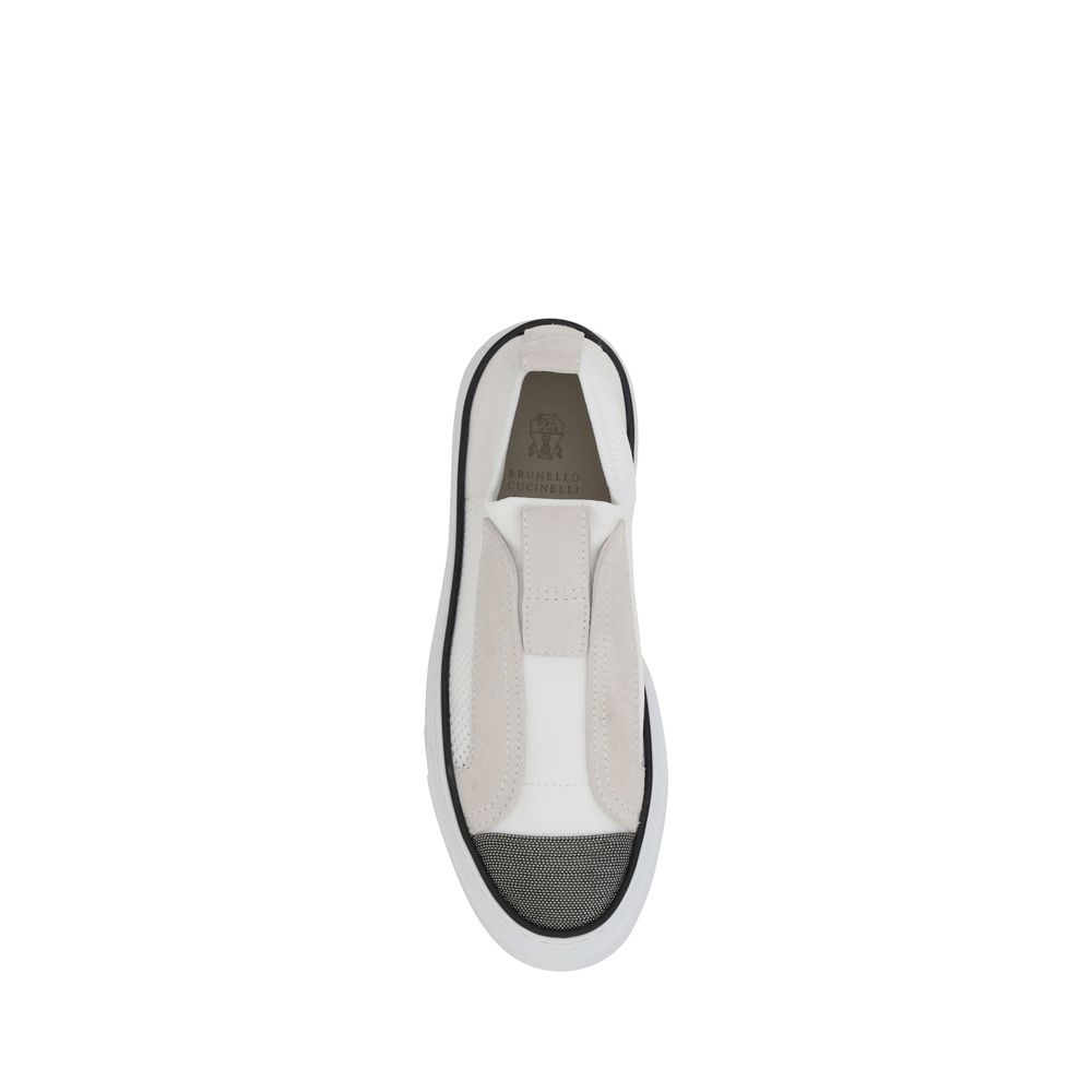 Brunello Cucinelli Weiße Low-Top-Sneaker aus Nylon-4