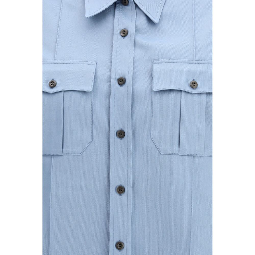 Prada Blaues Baumwoll-Kurzarmhemd-3