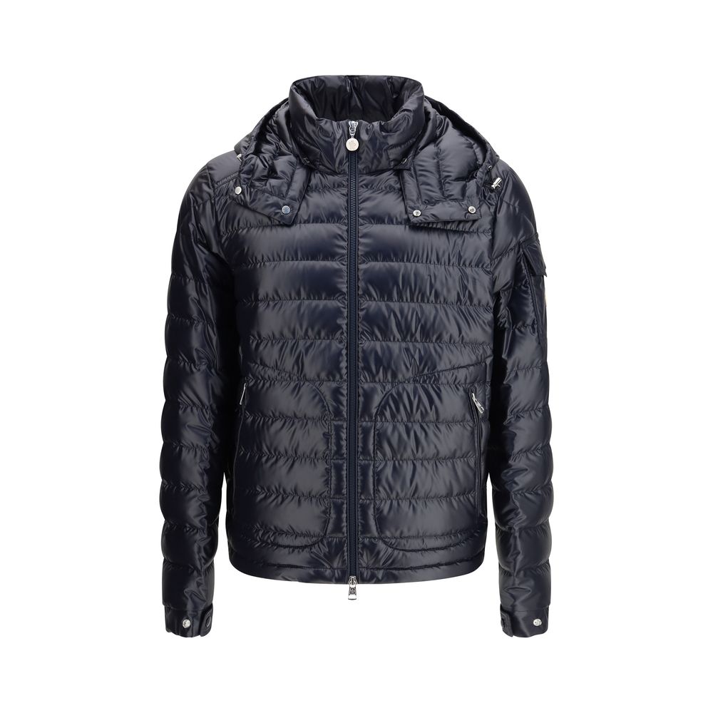 Moncler Blaue Jacke aus Polyamid in voller Länge