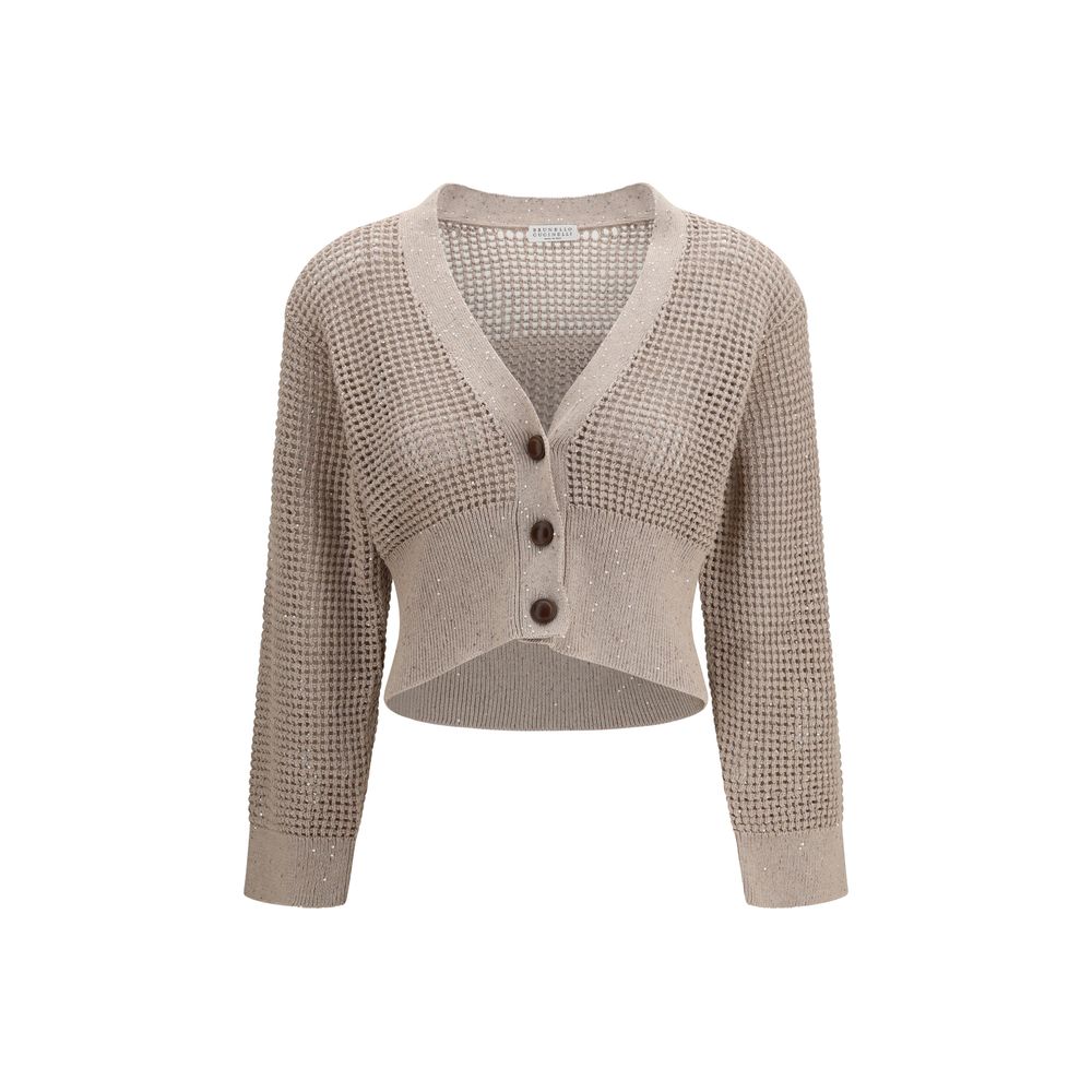 Brunello Cucinelli Beige Cotton Cardigan-1