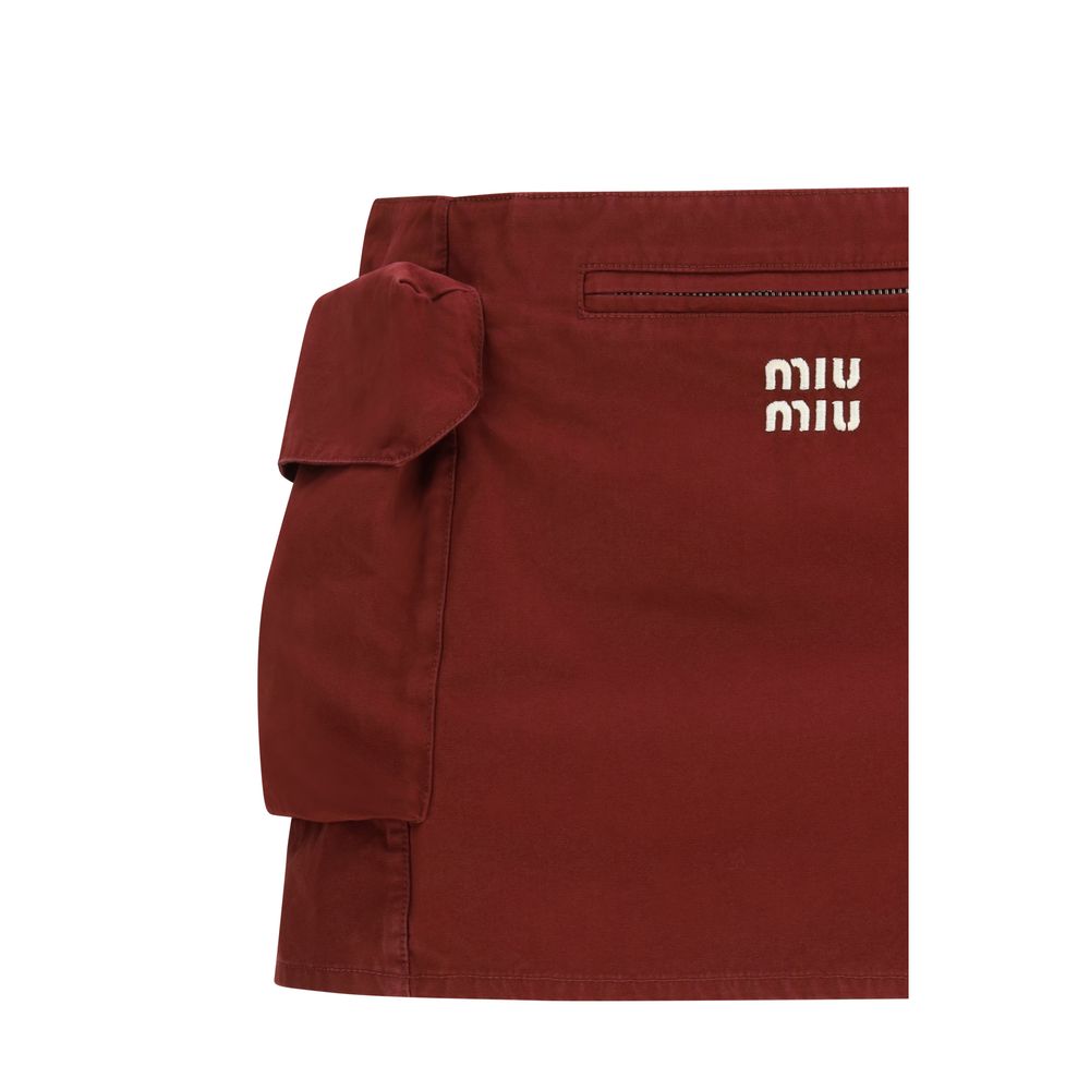 Miu Miu cotton mini skirt in Bordeaux-3