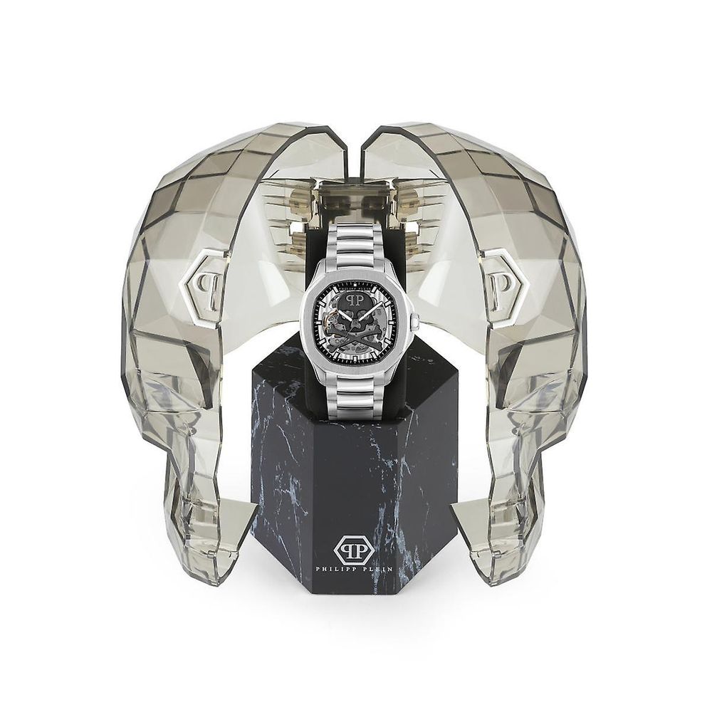 Philipp Plein Graue Edelstahl-Dresswatch-3
