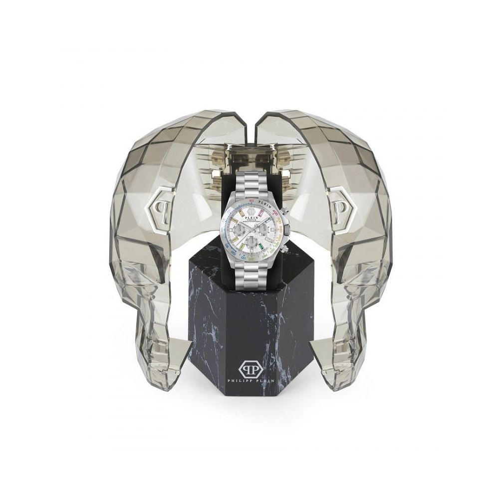 Philipp Plein Graue Edelstahl-Kleideruhr-3