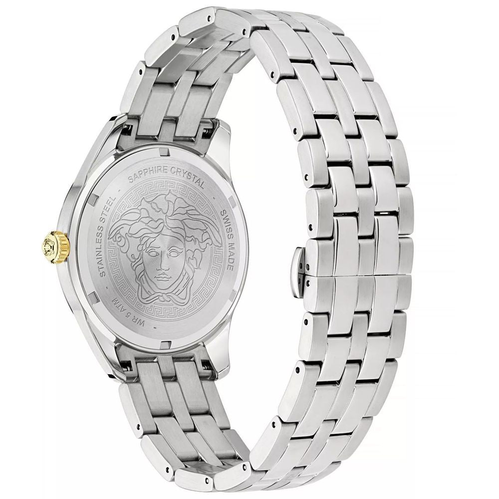 Versace Graue Edelstahl-Kleideruhr-2