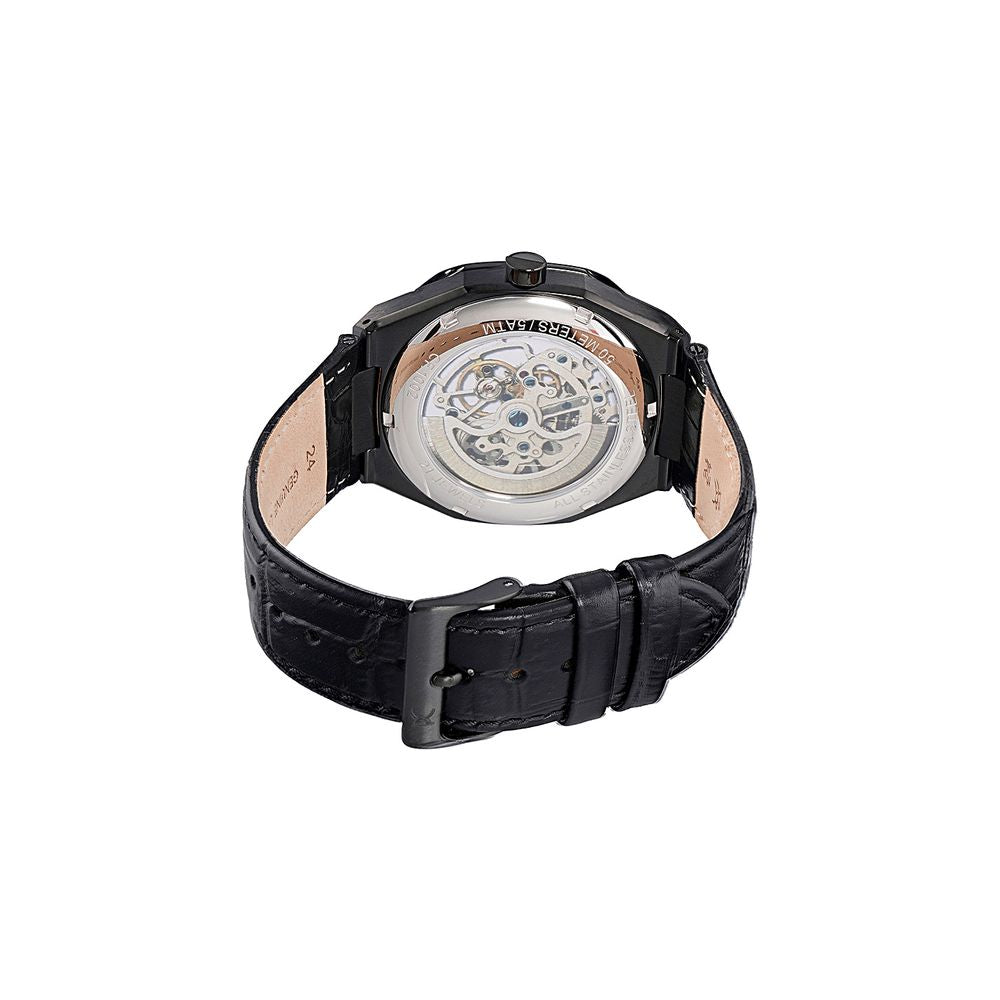 Pierre Cardin Schwarze Lederkleideruhr-3